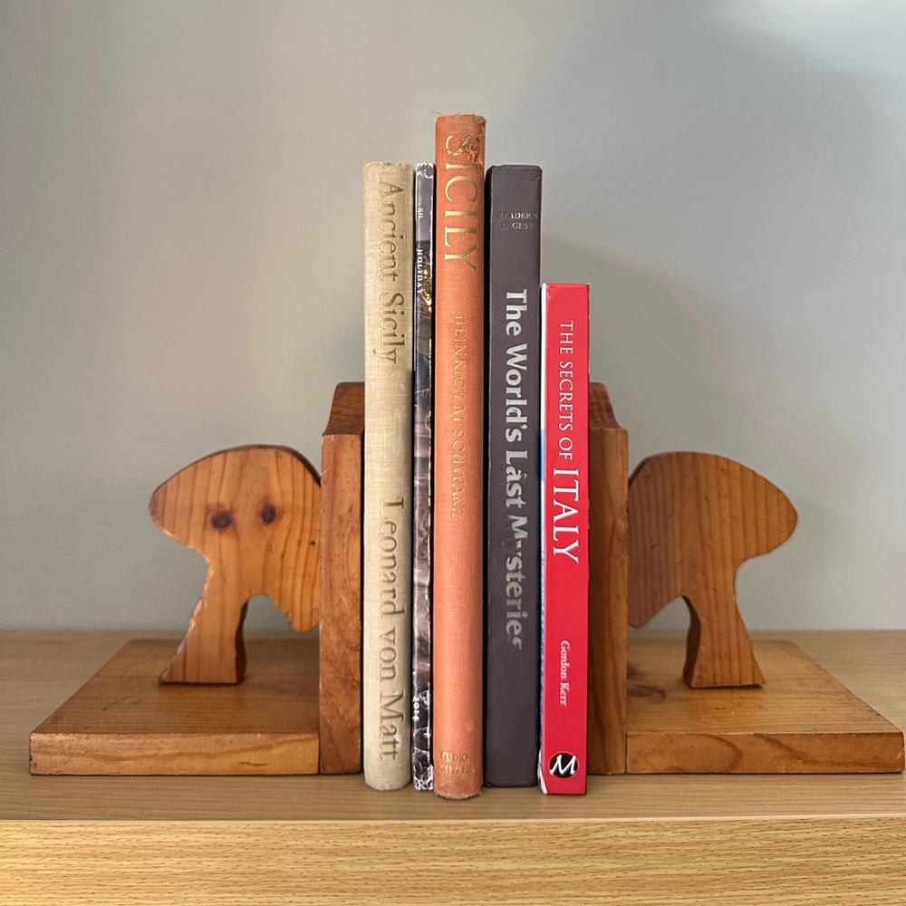 Vintage Handmade Mushroom Wooden Bookends - Set of 2